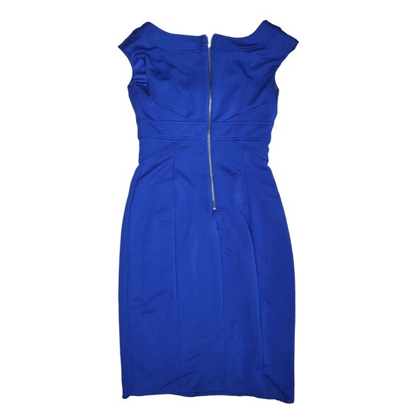 Maggy London Women's sapphire royal Blue Sheath Dress Knee-Length Cap sleeve 4 - Picture 2 of 7